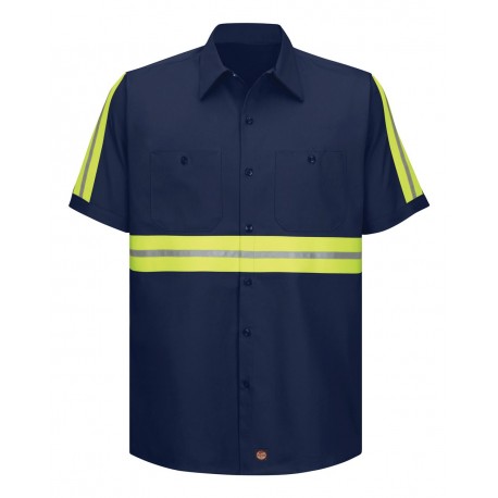 SC40ET Red Kap SC40ET Enhanced Visibility Short Sleeve Cotton Work Shirt - Tall Sizes NAVY