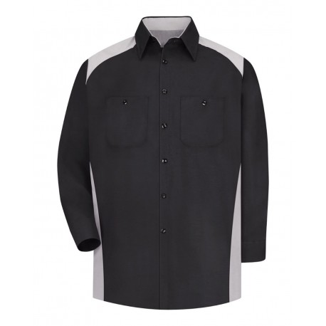 SP18 Red Kap SP18 Long Sleeve Motorsports Shirt BLACK/ SILVER