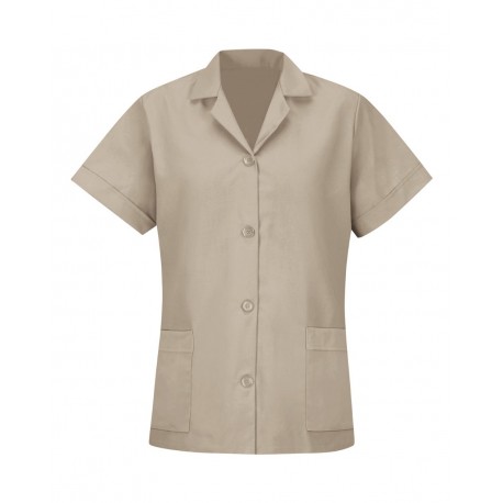 TP23 Red Kap TP23 Women's Loose Fit Short Sleeve Button Smock TAN