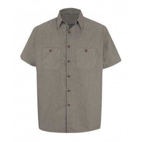 SP20 Red Kap SP20 Premium Short Sleeve Work Shirt KB-Khaki/ Black Microcheck