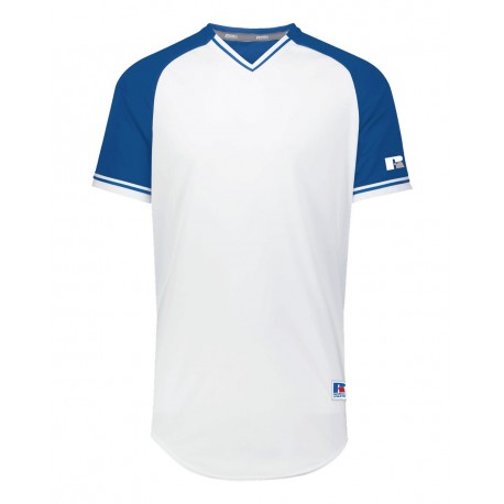R01X3M Russell Athletic R01X3M Classic V-Neck Jersey White/ Royal/ White