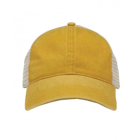 GB460 The Game GB460 Pigment-Dyed Trucker Cap Mustard Yellow/ Stone