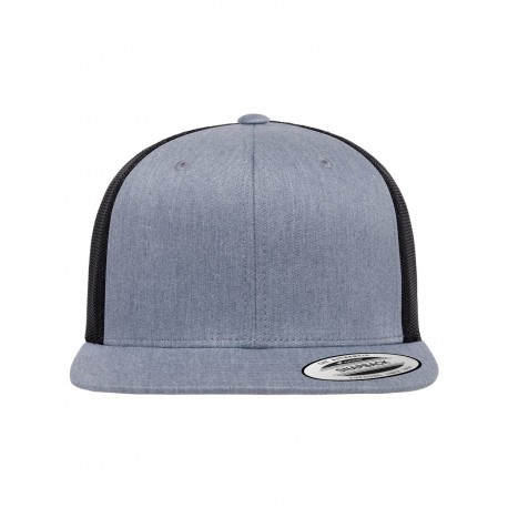 6609 YP Classics 6609 Retro High Profile Trucker Cap Heather Grey/ Black