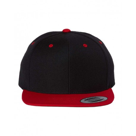 6089M YP Classics 6089M Premium Flat Bill Snapback Cap BLACK/ RED