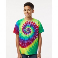 Dyenomite 20BMS Youth Multi-Color Spiral Tie-Dyed T-Shirt