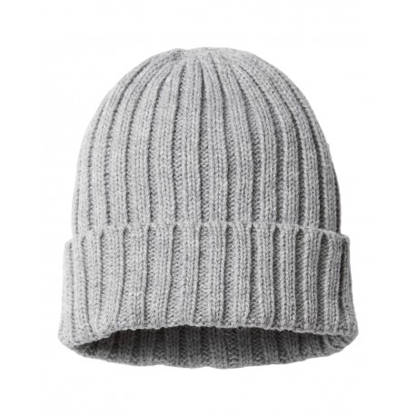 SHORE Atlantis Headwear SHORE Sustainable Cable Knit Cuffed Beanie Light Grey Melange
