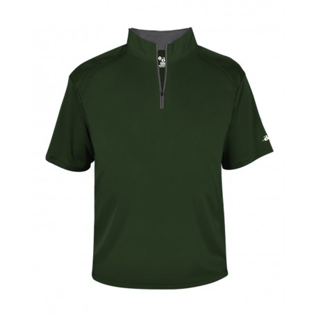 4199 Badger 4199 B-Core Short Sleeve Quarter-Zip Forest/ Graphite