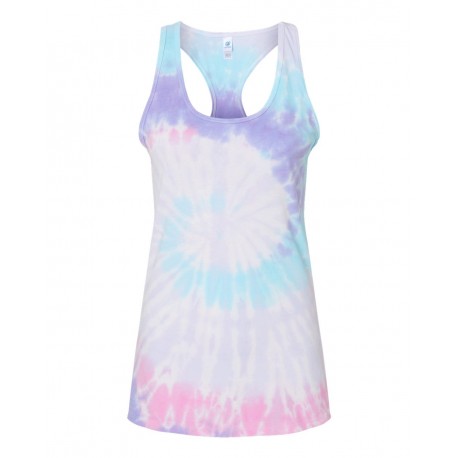 3400 Colortone 3400 Women's Tie-Dyed Racerback Tank Top UNICORN