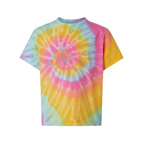 20BMS Dyenomite 20BMS Youth Multi-Color Spiral Tie-Dyed T-Shirt Aerial Spiral