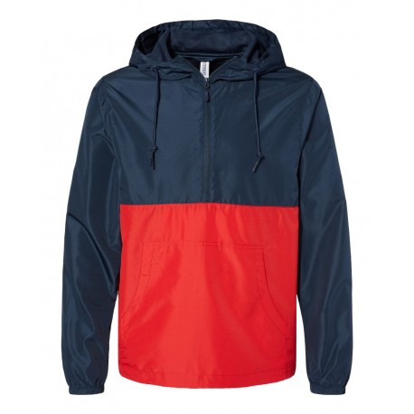 EXP54LWP Independent Trading Co. EXP54LWP Lightweight Quarter-Zip Windbreaker Pullover Jacket Classic Navy/ Red