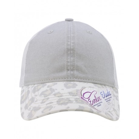 JANET Infinity Her JANET Women's Printed Visor with Mesh Back Cap Grey/ Snow Leopard/ White