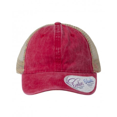 TESS Infinity Her TESS Women's Washed Mesh-Back Cap Red/ Leopard