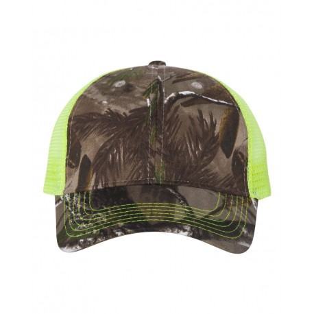 LC5M Kati LC5M Licensed Camo Mesh Back Cap Realtree AP/ Neon Yellow