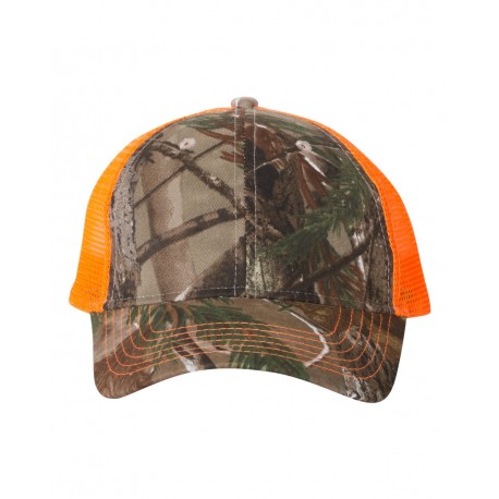 LC5M Kati LC5M Licensed Camo Mesh Back Cap Realtree AP/ Neon Orange