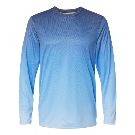 225 Paragon 225 Barbados Performance Pin Dot Long Sleeve T-Shirt Navy/ Blue Mist