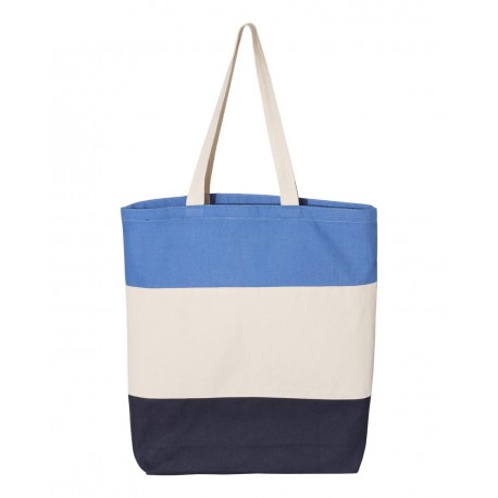 Q125900 Q-Tees Q125900 11L Tri-Color Tote Navy/ Natural/ Carolina Blue
