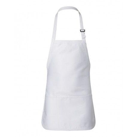 Q4250 Q-Tees Q4250 Full-Length Apron with Pouch Pocket WHITE