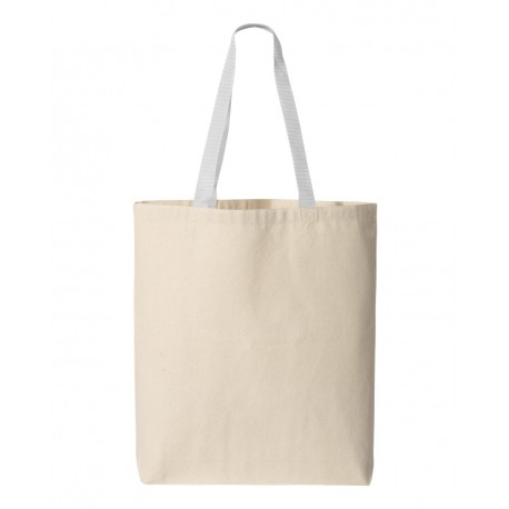 Q4400 Q-Tees Q4400 11L Canvas Tote with Contrast-Color Handles Natural/ White