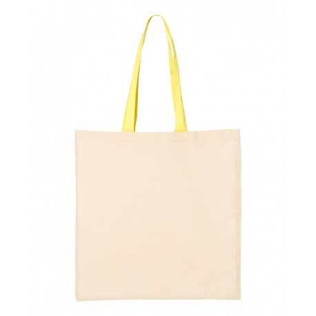 QTB6000 Q-Tees QTB6000 Economical Tote with Contrast-Color Handles Natural/ Yellow