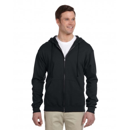 993 Jerzees 993 Adult Nublend Fleece Full-Zip Hooded Sweatshirt BLACK