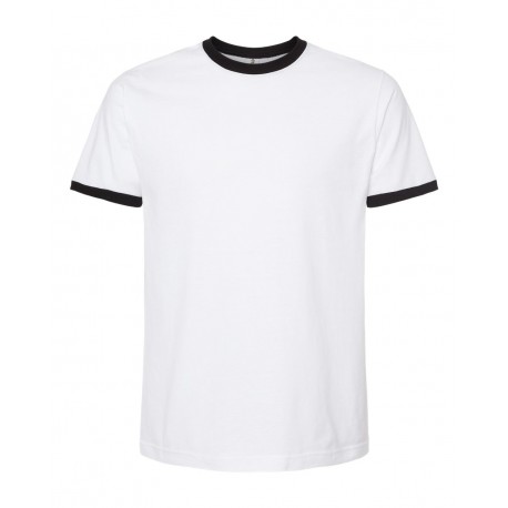 246 Tultex 246 Fine Jersey Ringer T-Shirt WHITE/ BLACK