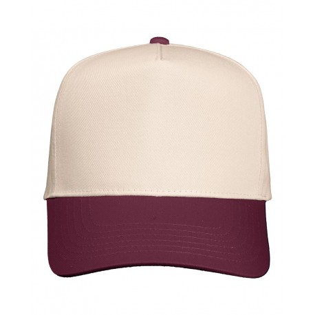 8869 Valucap 8869 Five-Panel Twill Cap Natural/ Maroon