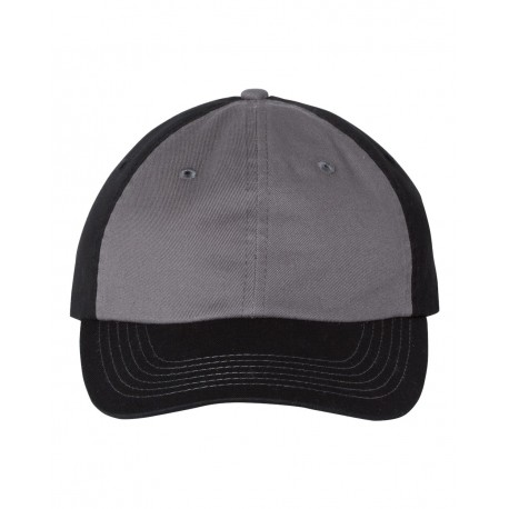 VC300A Valucap VC300A Adult Bio-Washed Classic Dad Hat CHARCOAL/ BLACK