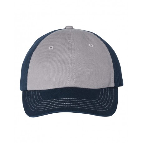 VC300A Valucap VC300A Adult Bio-Washed Classic Dad Hat Grey/ Navy