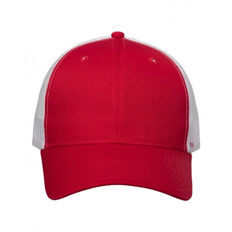 VC400 Valucap VC400 Mesh-Back Twill Trucker Cap RED/ WHITE