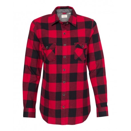 W164761 Weatherproof W164761 Women's Vintage Brushed Flannel Long Sleeve Shirt Crimson/ Black