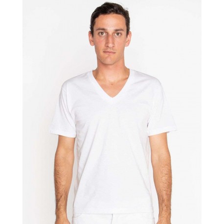 24056 Los Angeles Apparel 24056 USA-Made Fine Jersey V-Neck T-Shirt WHITE