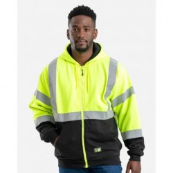 Berne Apparel HVF023 Hi-Vis Class 3 Color Block Full-Zip Hooded Sweatshirt