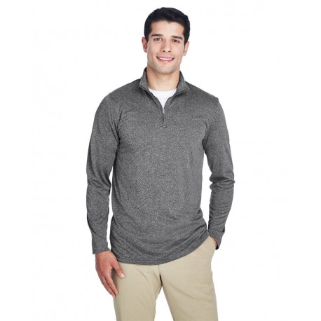 8618 UltraClub 8618 Cool & Dry Heathered Performance Quarter-Zip ROYAL HEATHER