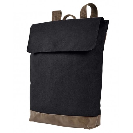 AP1922 Authentic Pigment AP1922 Canvas Rucksack BLACK/ BROWN