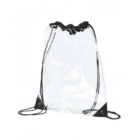 BE253 BAGedge BE253 PVC Clear Drawstring Bag BLACK