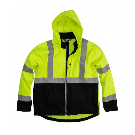 HVJS206 Berne Apparel HVJS206 Hi-Vis Class 3 Hooded Soft Shell Jacket YELLOW
