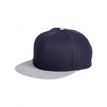BA539 Big Accessories BA539 Flat Bill Sport Cap Navy/ Heather Grey