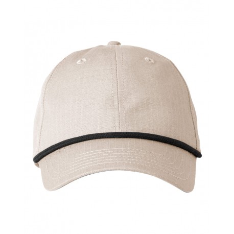 BA640 Big Accessories BA640 Lariat Six-Panel Cap Khaki/ Black Rope