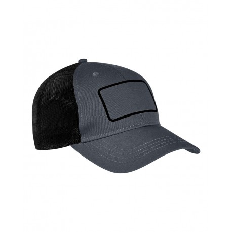 BA656T Big Accessories BA656T Patch Trucker Cap Charcoal/ Black/ Black