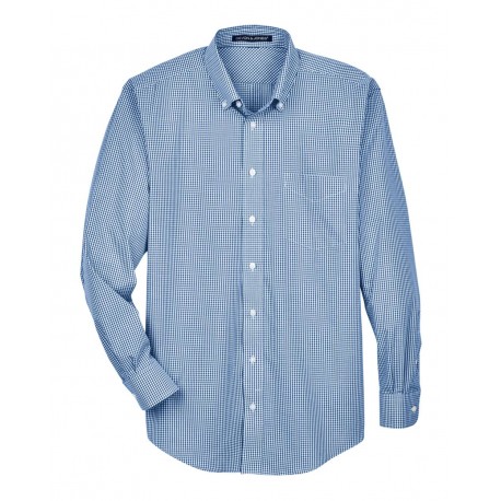 D640 Devon & Jones D640 Crown Collection Gingham Check Woven Dress Shirt FRENCH BLUE