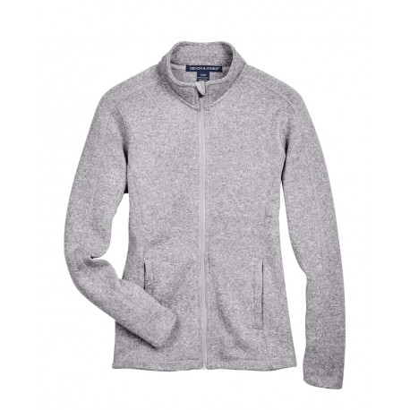 DG793W Devon & Jones DG793W Women's Bristol Full-Zip Sweater Fleece Jacket GREY HEATHER