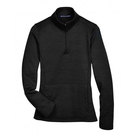 DG798W Devon & Jones DG798W Women's Newbury Melange Fleece Quarter-Zip Pullover BLACK HEATHER