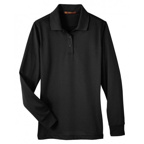 M348LW Harriton M348LW Women's Advantage Snag Protection Plus IL Long Sleeve Polo BLACK