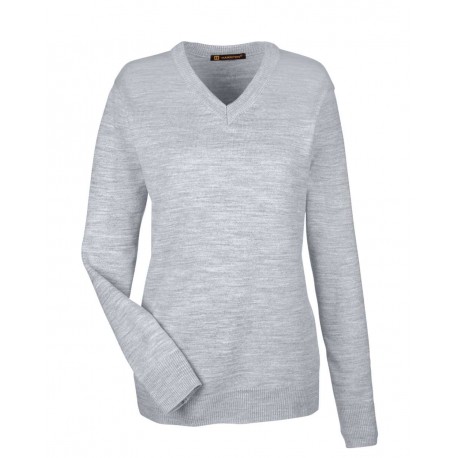 M420W Harriton M420W Womens Pilbloc V-Neck Sweater GREY HEATHER