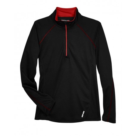 78187 North End 78187 Women's Radar Quarter-Zip Pullover Performance Top Black/ Classic Red