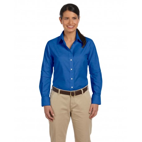 M600W Harriton M600W Ladies' Long-Sleeve Oxford With Stain-Release FRENCH BLUE