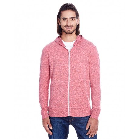 302Z Threadfast Apparel 302Z Triblend Full-Zip Light Hooded Sweatshirt RED