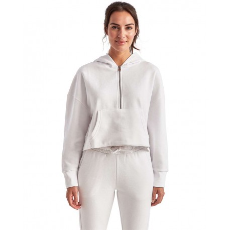 TD077 TriDri TD077 Women's Alice Half-Zip Hooded Sweatshirt WHITE