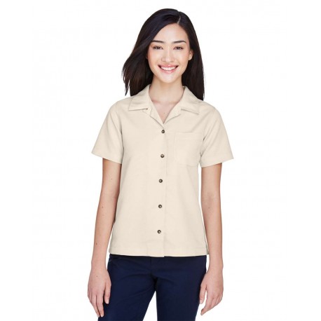 8981 UltraClub 8981 Women's Cabana Breeze Camp Shirt STONE