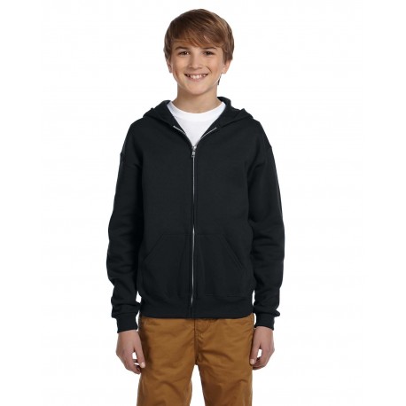 993B Jerzees 993B Youth Nublend Fleece Full-Zip Hooded Sweatshirt BLACK